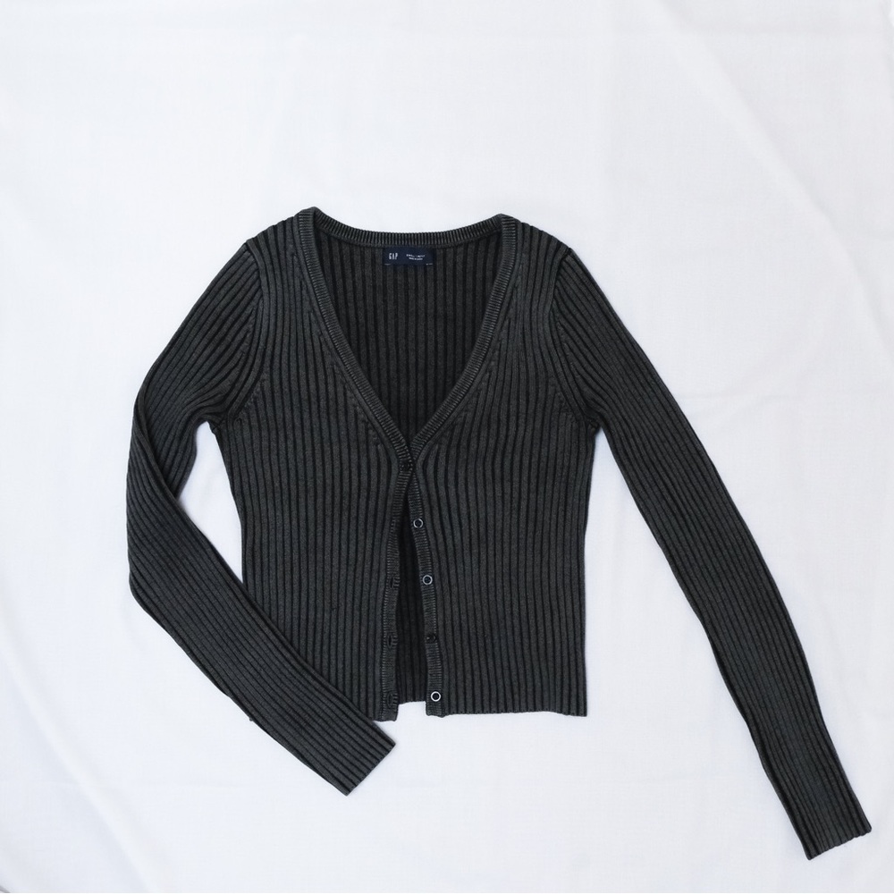 GAP Women's Charcoal Ribbed Cardigan